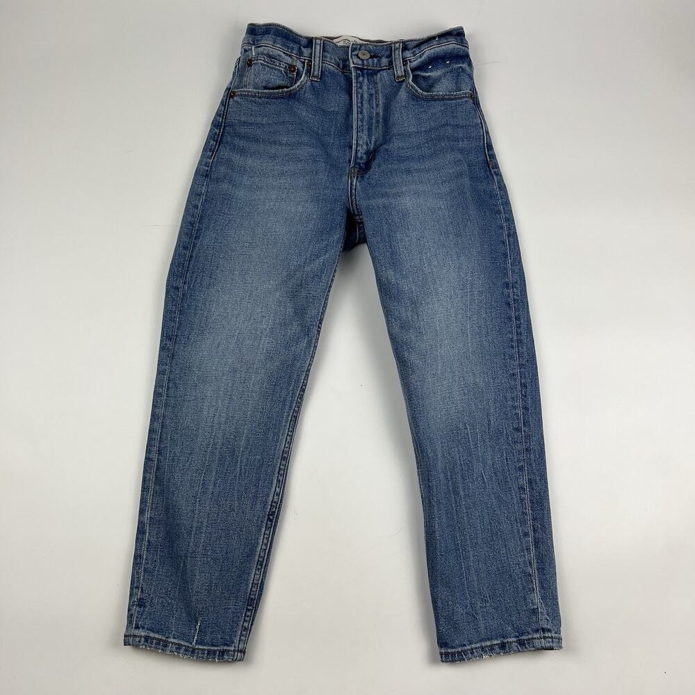 Abercrombie & Fitch The Mom High Rise Jeans Womens 26/2 XS Blue Straight Leg